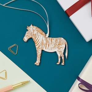 Zebra Hanging Ornament, Zebra Birthday Decoration, For a Boy, Jungle Animal Keepsake, Personalised Custom Gift, New Baby Name Ornament