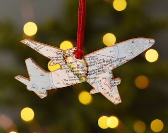 Mapa personalizado Presente para pilotos de avião - Decoração de lembrança de viagem personalizada - Presente de avião de longa distância para namorados para ele ou ela