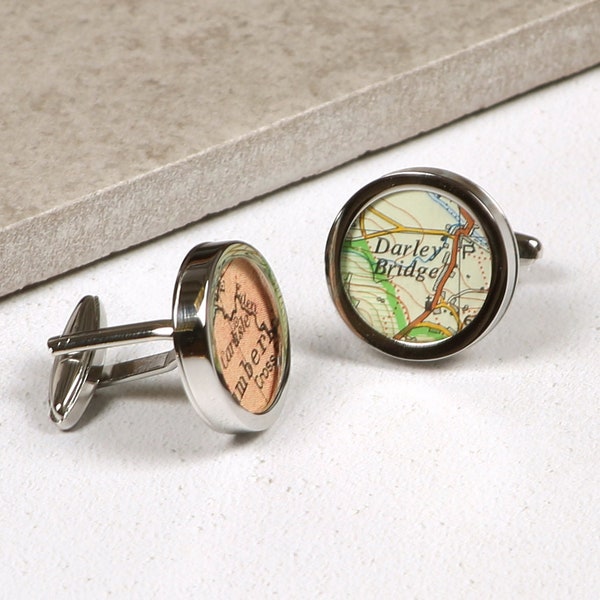 Gift For Him, Map Cufflinks, Custom Map Gift, Groomsmen Gift, Personalized Wedding Cufflinks, Customized Unique Cufflinks groom gift