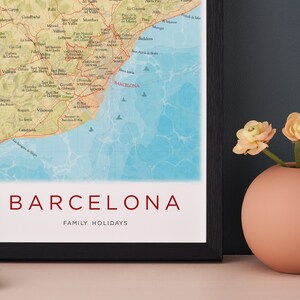 FRAMED Barcelona Map Print, Poster Print, Wall Art Decor, Gifts for Him, Barcelona Spain Map Gift, Travel Gift For men, Coastal Gallery Art image 3