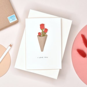 Carte d’anniversaire Red Roses, carte personnalisée pour elle, carte femme, carte de petite amie