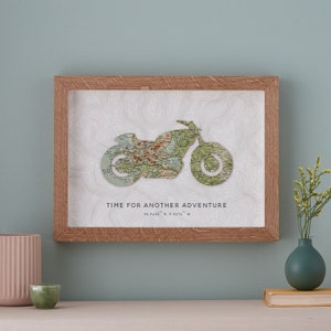 Vatertagsgeschenk, Motorrad Wandkunst, Individuelle Karte Geschenk, Motorrad Reise Kunst, Motorrad Geschenke für Papa, gerahmte Wanddekoration, Wanddekoration Print
