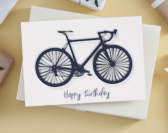 Cartes de vœux de luxe d’anniversaire de vélo de cyclistes - carte de vœux unique d’anniversaire de vélo pour le cadeau de mari ou de petit ami