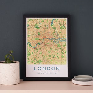 Gerahmte London Karte Poster, personalisierte London Karte Druck, Geschenke für Männer, London Karte, London Wandkunst, moderne Karte Druck, London Stadt Karte