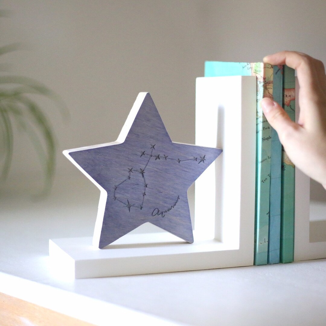 Custom Zodiac Star Bookend Personalised Book Lover Home Etsy