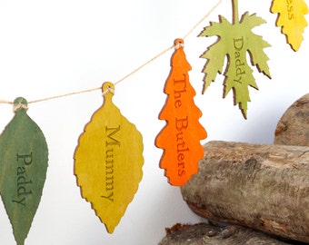 Bunting Decoration - Personalised Family Tree Hanging Decoration - Gift For Family - Personalized Leaf Decoration - Family Home Decor