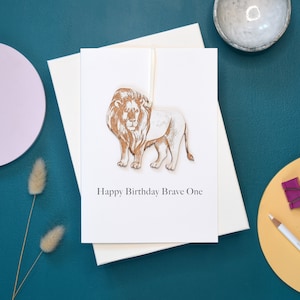 Adorno de león de recuerdo, tarjeta de recuerdo, tarjeta de cumpleaños infantil personalizada, decoración colgante