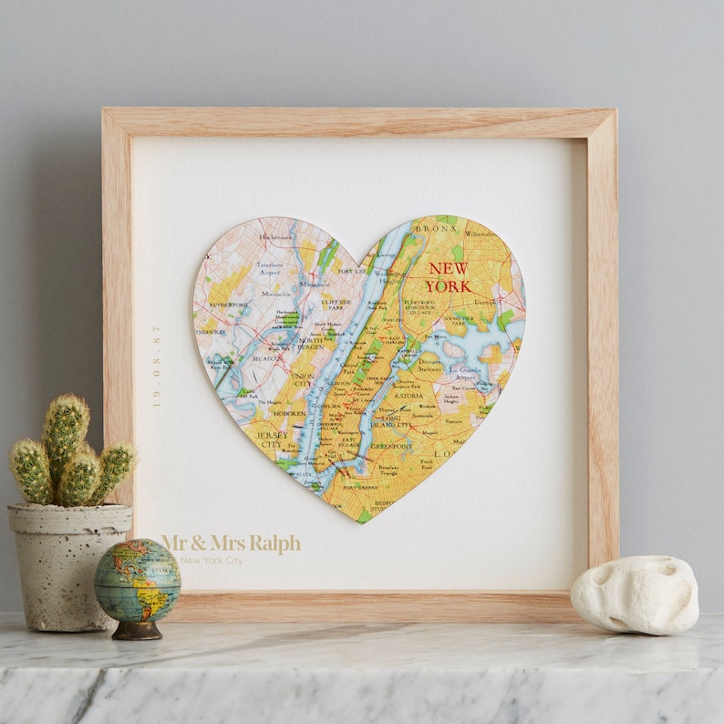 Gifts for Her, Custom map Wall Art, Engagement gifts, Personalized Map wall art, Map Heart Frame, Valentines gift For Wife image 4