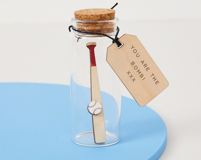 Personalised Baseball Bat Gift, Baseball Birthday gift for him, Unique Baseball Player Keepsake Message Bottle, Gift For Boyfriend