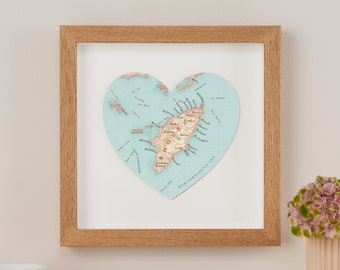 Rhodes Map Heart Print, Wall Art Gift, Greek Islands Gallery Wall Decor, Family Holiday Travel Gift