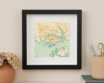 Map Print of Singapore, Wedding Anniversary Gift for a Couple, Map Wall Art Decor