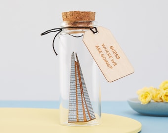 The Shard London Message Bottle Keepsake Gift, London Landmark Travel Gift, London Art Birthday Gift, Romantic Gift For Men Message Bottle,