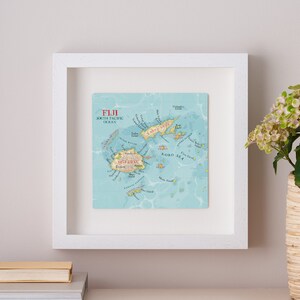 Fidschi gerahmte Karte Druck, Hochzeitstag Geschenk für ein Paar, Fidschi Karte Wandkunst