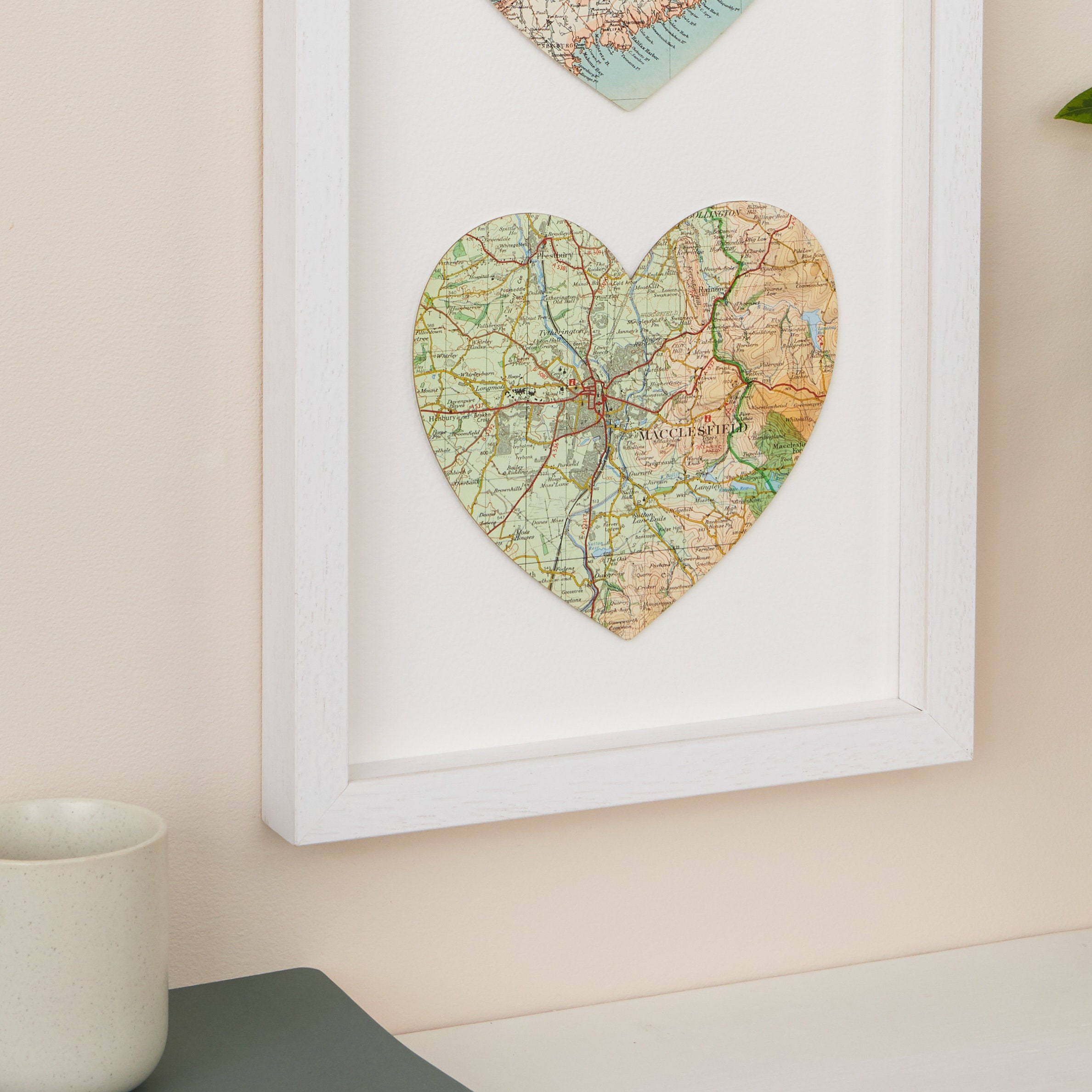 Three Custom Map Hearts Wall Art, Luxury Christmas Gift for Her