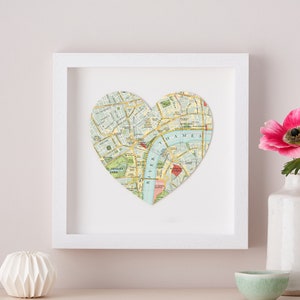 London South Bank Karte Herz Print, Galerie Wand Kunst Geschenk für Ein Paar, Hochzeitstag, Themse Wand Kunst Dekor