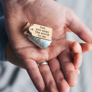 kaart in een fles aandenken - gepersonaliseerde wereldkaart cadeau - cadeau voor een reiziger - cadeau voor papa - vaderdag cadeau - cadeau voor hem