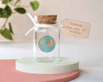 Gifts For Him, Unique Gift For Him, World Map Message Bottle, Personalized Message Keepsake, Romantic Gift For Him