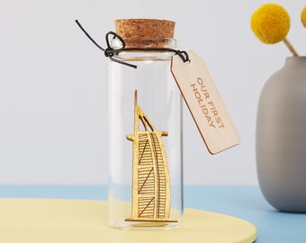 Burj Al Arab Dubai Message Bottle Keepsake Gift, Dubai Landmark Travel Gift, Gifts for Him, Romantic Gift For Men Message Bottle,