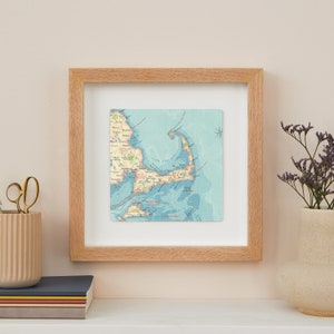 Cape Cod Karte, Wandkunst, Geschenk für Zwei, Geschenk zum Jahrestag, gerahmte Kunst, Geschenk zur Hochzeit