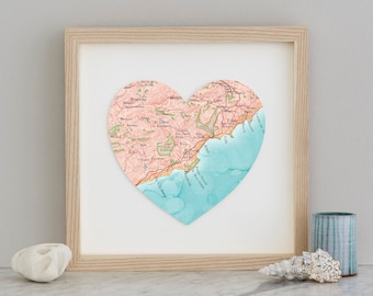 Benidorm Spain framed map Print - Custom map Hen party gift - Personalised gift for a bride- Gift for a couple