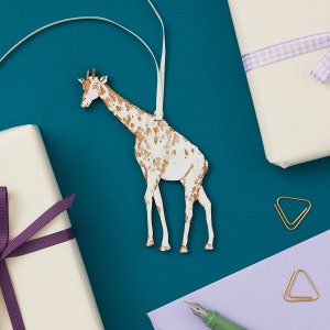 Giraffe Hängende Ornamente, Giraffe Geburtstagsdekoration, Für ein Mädchen, Tier andenken, personalisiertes Geschenk, Neues Baby Namen Ornament