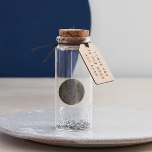 Valentines Gift For Her, Moon & Back Message Bottle Valentines Gift - Shimmery Moon Personalised Message Bottle Girlfriend Gift