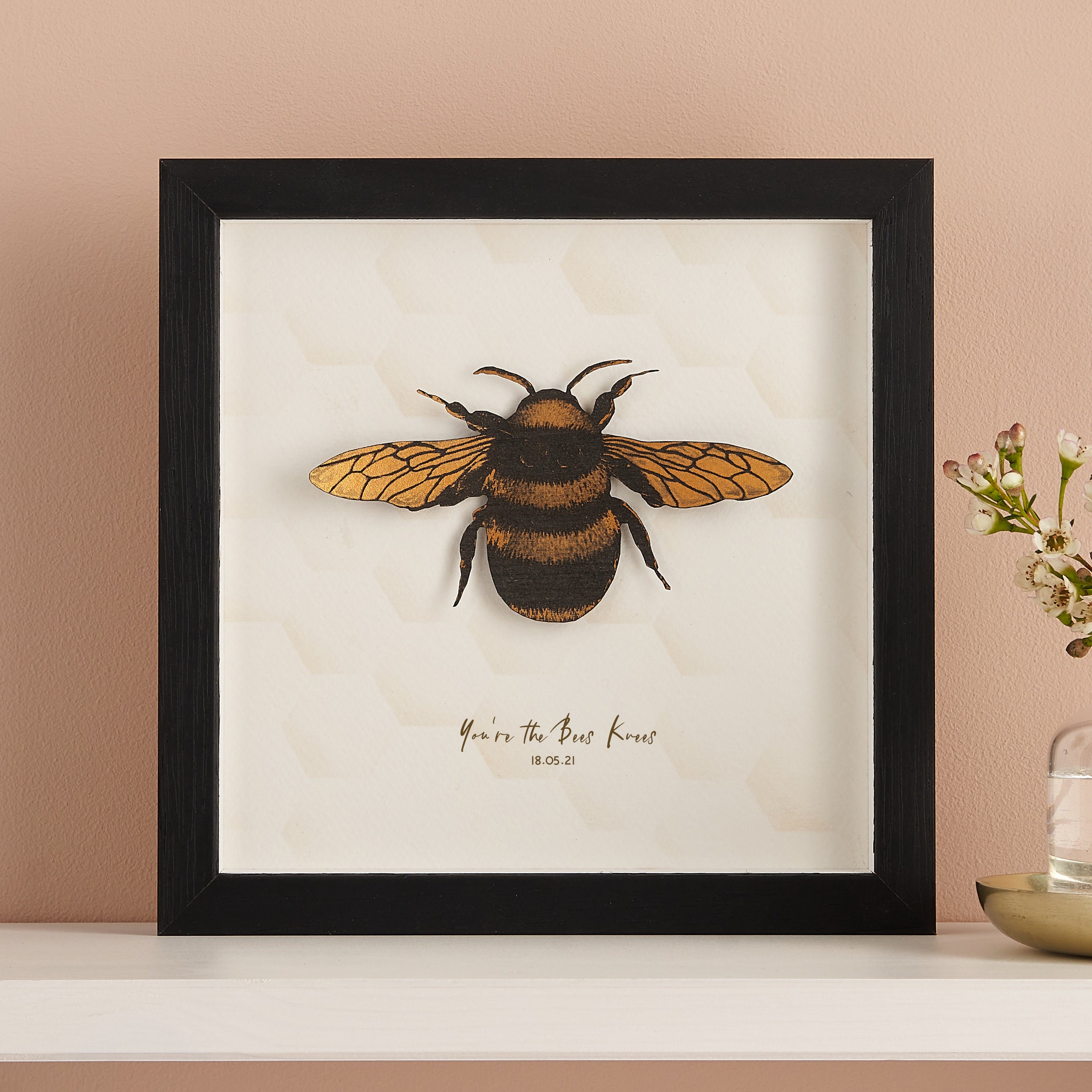 Honey Bee Framed Wall Art - Honey Personnalisé 3D Papercut Gift Bombus Bumble Bee Art
