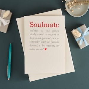 Soulmate Definition Carte de vœux d’anniversaire de mariage, Carte personnalisée pour une femme, Carte d’anniversaire de mari romantique