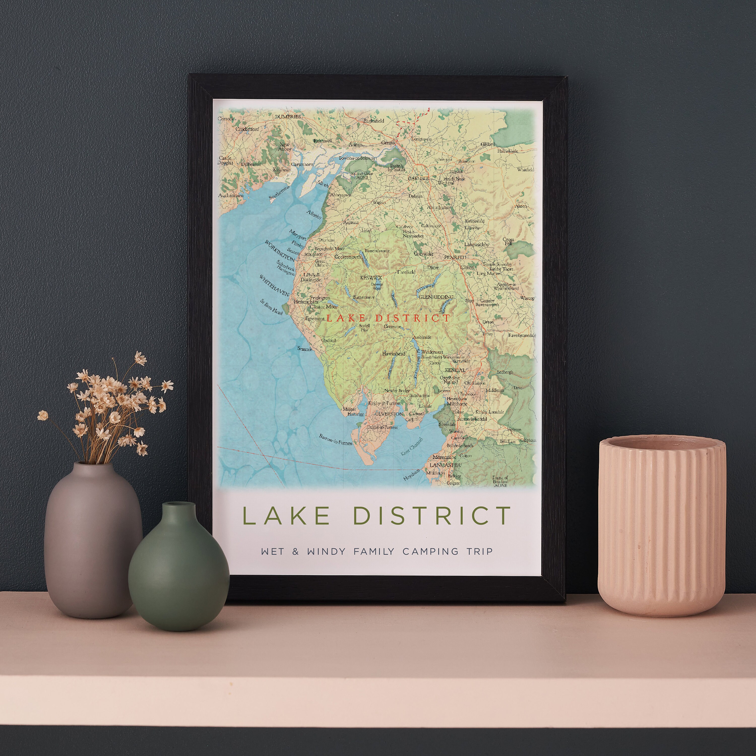 Framed Lake District Map Framed Lake District Map Poster The Lakes Map Print Camping | Etsy