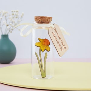 Fathers Day Gift, Garden Gift for Dad, Thank You For Helping Me Grow Daffodil Message Bottle, Flower Gift For Dad, Gift For Him image 2