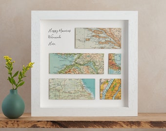 Custom Map Wedding Anniversary Gift, Personalised Wall Art frame, Wall Decor Print gift for A Couple, Personalized Gift for Wife or Husband