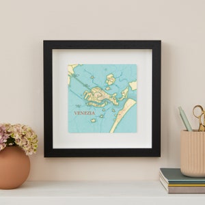 Venedig gerahmte Karte Druck, Hochzeitsjubiläumsgeschenk für ein Paar, Venedig Karte Wandkunst
