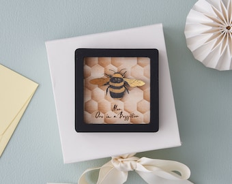 Personlised Mother's Day Gift, Miniature Wall Art Frame, Gift for Mum Mom, Handmade Bumblebee Gift