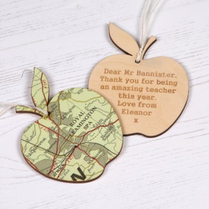 Teachers Thank You Gift, Custom Map Gift, Personalised Map Apple Ornament, Hanging Keepsake, Gift For Male Teacher, Teacher Christmas Decor image 4