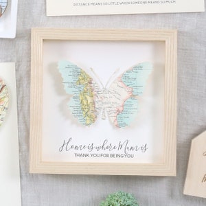 Butterfly Wall Art Valentines Gift Custom Map Personalized 3D Butterfly Wall Art Personalised Gift For Girlfriend image 4