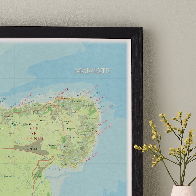 Margate Map Poster, Margate Map Print, Margate Kent Holiday Gift, Wall ...