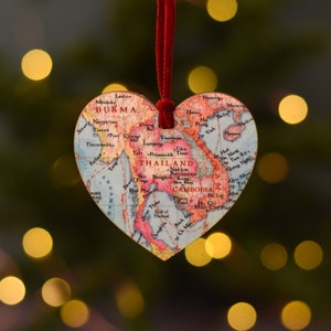 Christmas Ornament, Custom map heart Keepsake, Tree Decoration, Christmas Gifts, Custom map Bauble, Personalised Gifts image 5