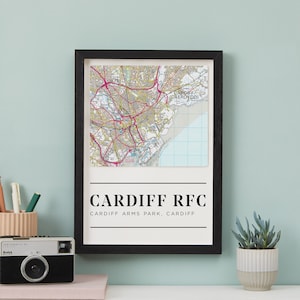 Carte personnalisée art mural club de rugby cadeau pour lui