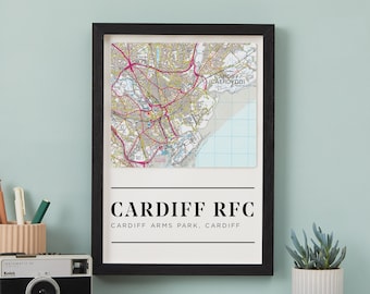 Custom Map Rugby Club Wall Art Gift For Him