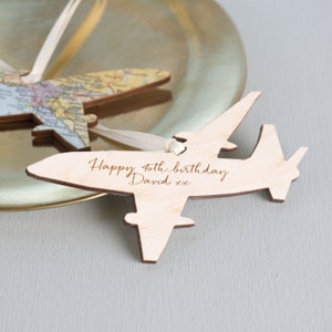Gifts For Him, Airplane Ornament, Custom Map Aeroplane Decoration, Pilots gift for Him, Personalized Airplane Christmas Ornament, Tree Decor image 6