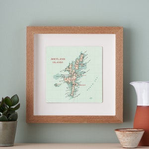 Shetland-Inseln gerahmt Karte Druck, Wales Wand Kunst Geschenk, House Warming Geschenk für eine Familie