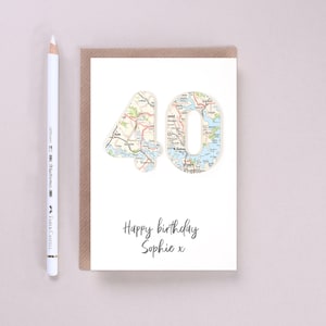 Custom map special age birthday greetings card  - Personalised 40th Birthday card - 50th Birthday card - forty card - fifty - thirty card