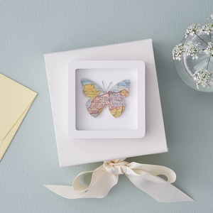 Custom Map Butterfly Print Miniature Frame-  Mothers Day Letterbox Gift For Mom Or Mum - Keepsake Gift For Her- Personalised Map Print