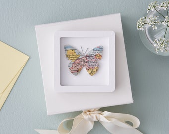 Custom Map Butterfly Print Miniature Frame-  Mothers Day Letterbox Gift For Mom Or Mum - Keepsake Gift For Her- Personalised Map Print