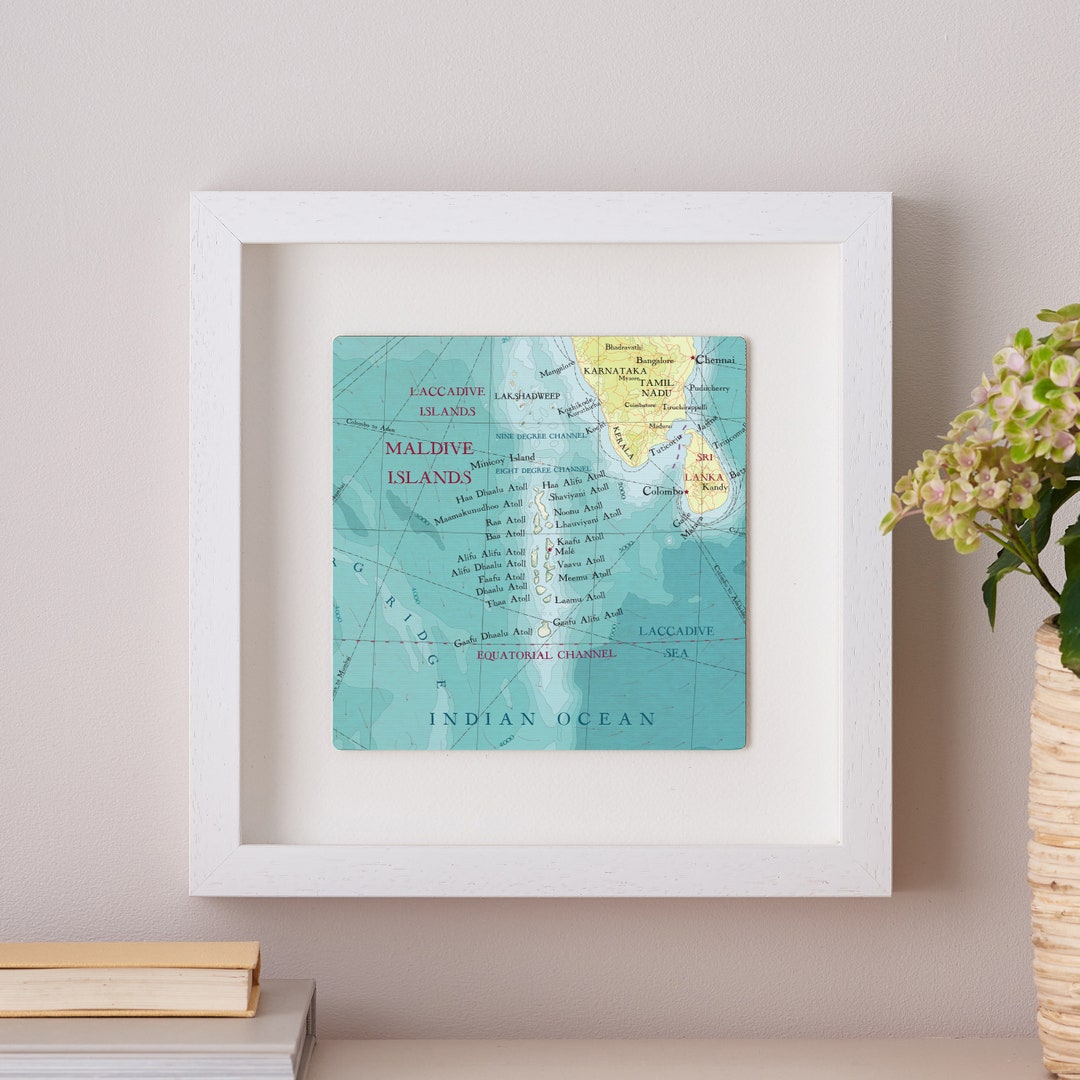 Maldives Map, the Maldives Islands Map, Map Print, Wall Art Map, Framed ...