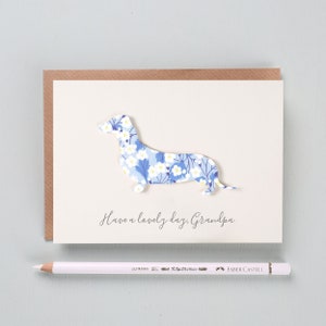 Dachshund Mothers Day card, Sausage Dog Lover Greetings Card For Mum, Card for Her, Personalised Liberty Print Sausage Dog Card image 6
