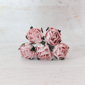Light pink paper flowers, 5 30mm pink paper ranunculus, 3 cm paper pink flowers