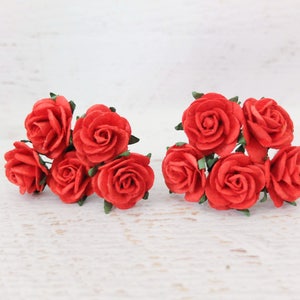 10 25mm red paper roses, paper flowers