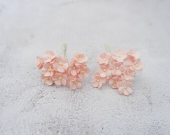 20 15 mm ljust rodnande papper med dubbla lager prästkragar (runda), 1,5 cm mullbärspappersblommor
