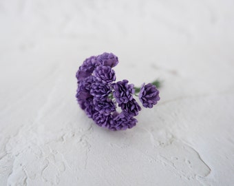 20 10mm dark purple gypsophila, 1 cm mini paper flowers, baby's breath